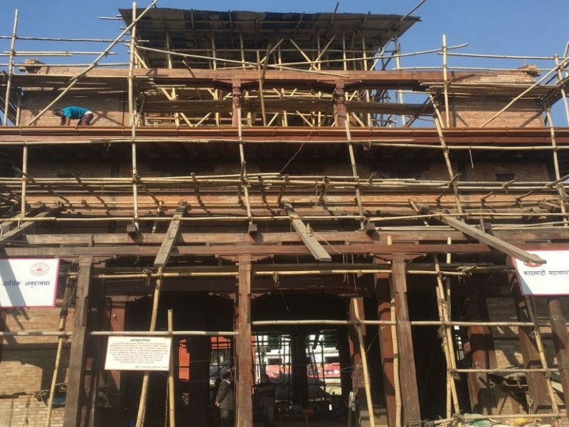 काष्ठमण्डप पुनः निर्माण ९६ प्रतिशत काम सकियो
